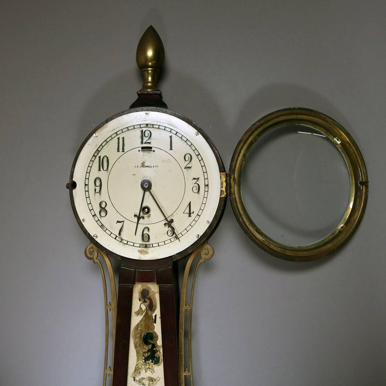 American Federal Style Seascape & Patriotic Mahogany Banjo Clock by J. E. Caldwell & Co.