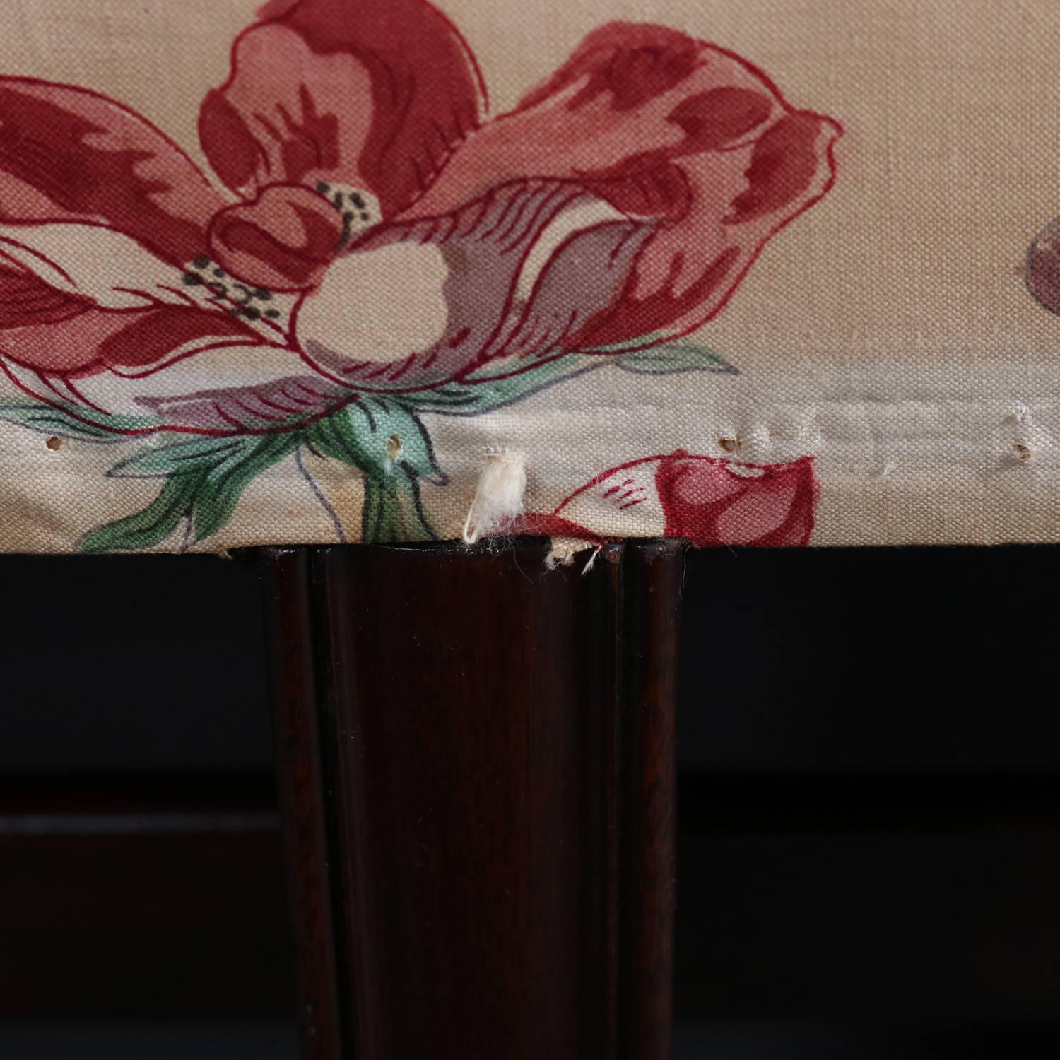 Antique Sheraton Floral Chintz Upholstered Camel Back Sofa, 20th Century 2