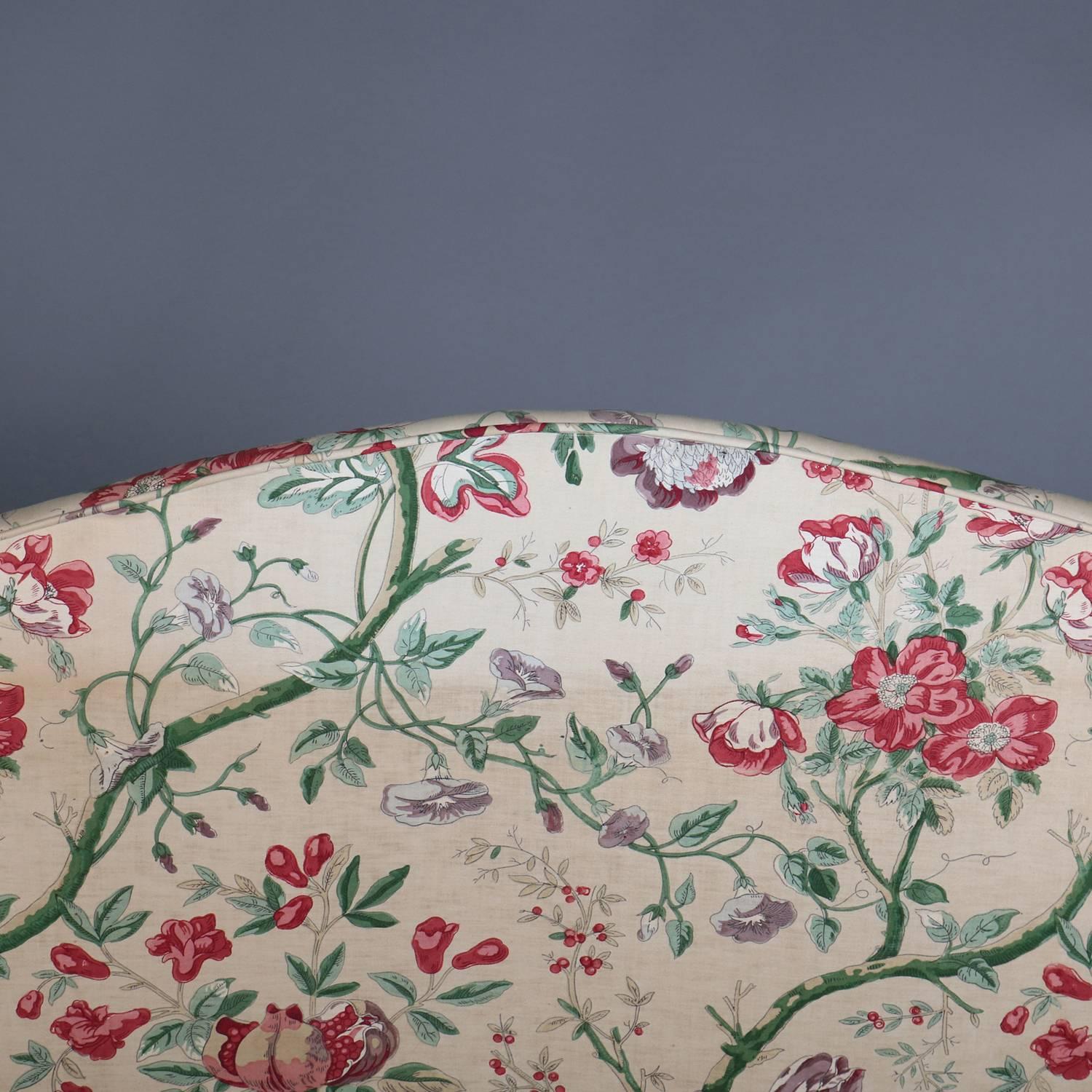 Antique Sheraton Floral Chintz Upholstered Camel Back Sofa, 20th Century 1