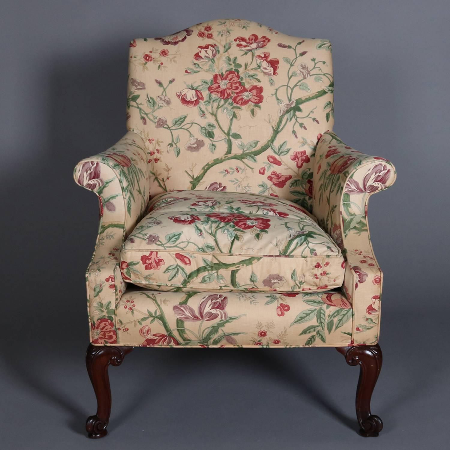 Set of three Queen Anne style armchairs feature floral chintz upholstery, unmatched chairs with matching upholstery, 20th century

*Matching sofa listed separately*
