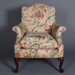 Three Queen Anne Style Floral Chintz Upholstered Armchairs, 20th Century