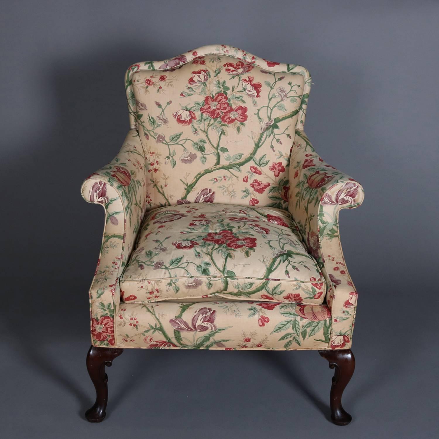 Three Queen Anne Style Floral Chintz Upholstered Armchairs, 20th Century In Good Condition In Big Flats, NY