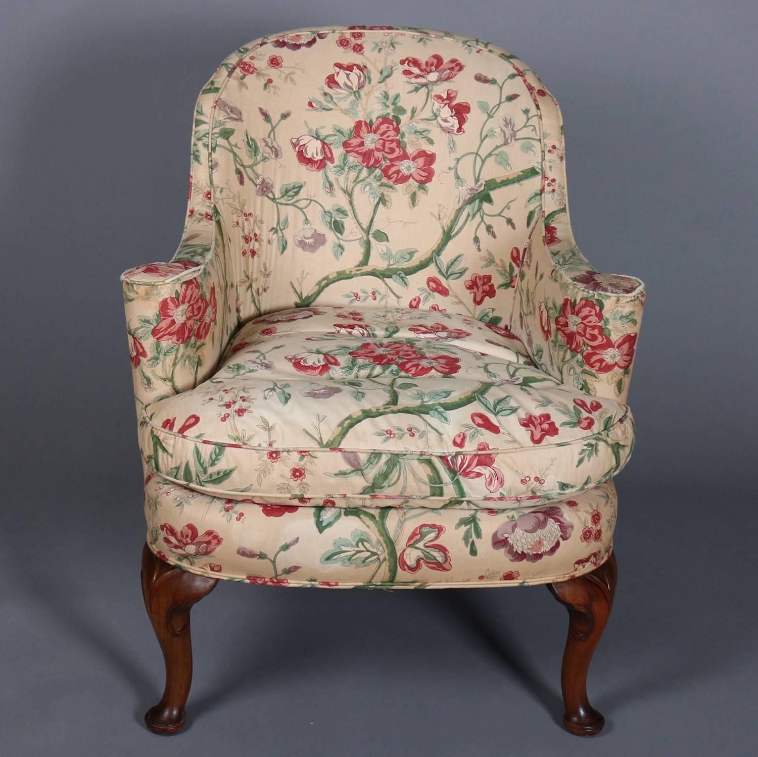 Three Queen Anne Style Floral Chintz Upholstered Armchairs, 20th Century 3