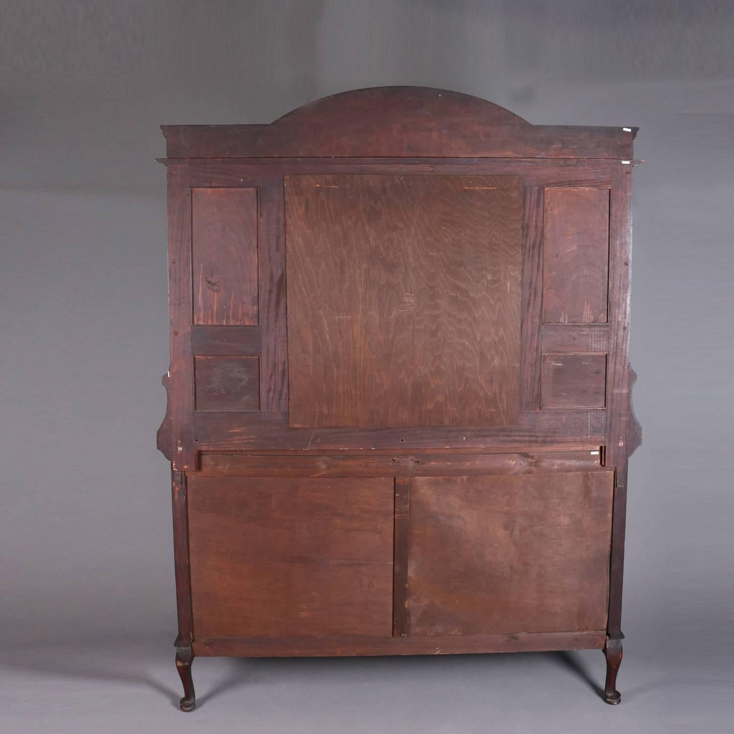 Belgian Carved Walnut Tree of Life Court Cupboard, Bubble Glass, 19th Century For Sale 3