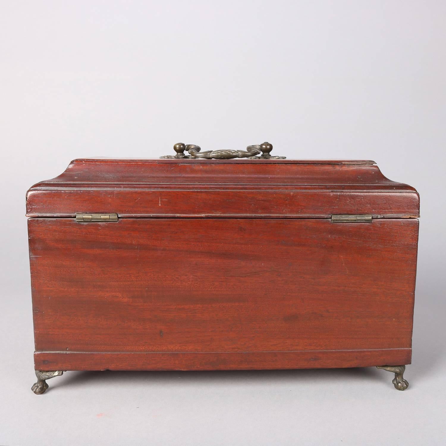 18th Century Antique English Regency Mahogany Claw and Ball Footed Tea Caddy 2