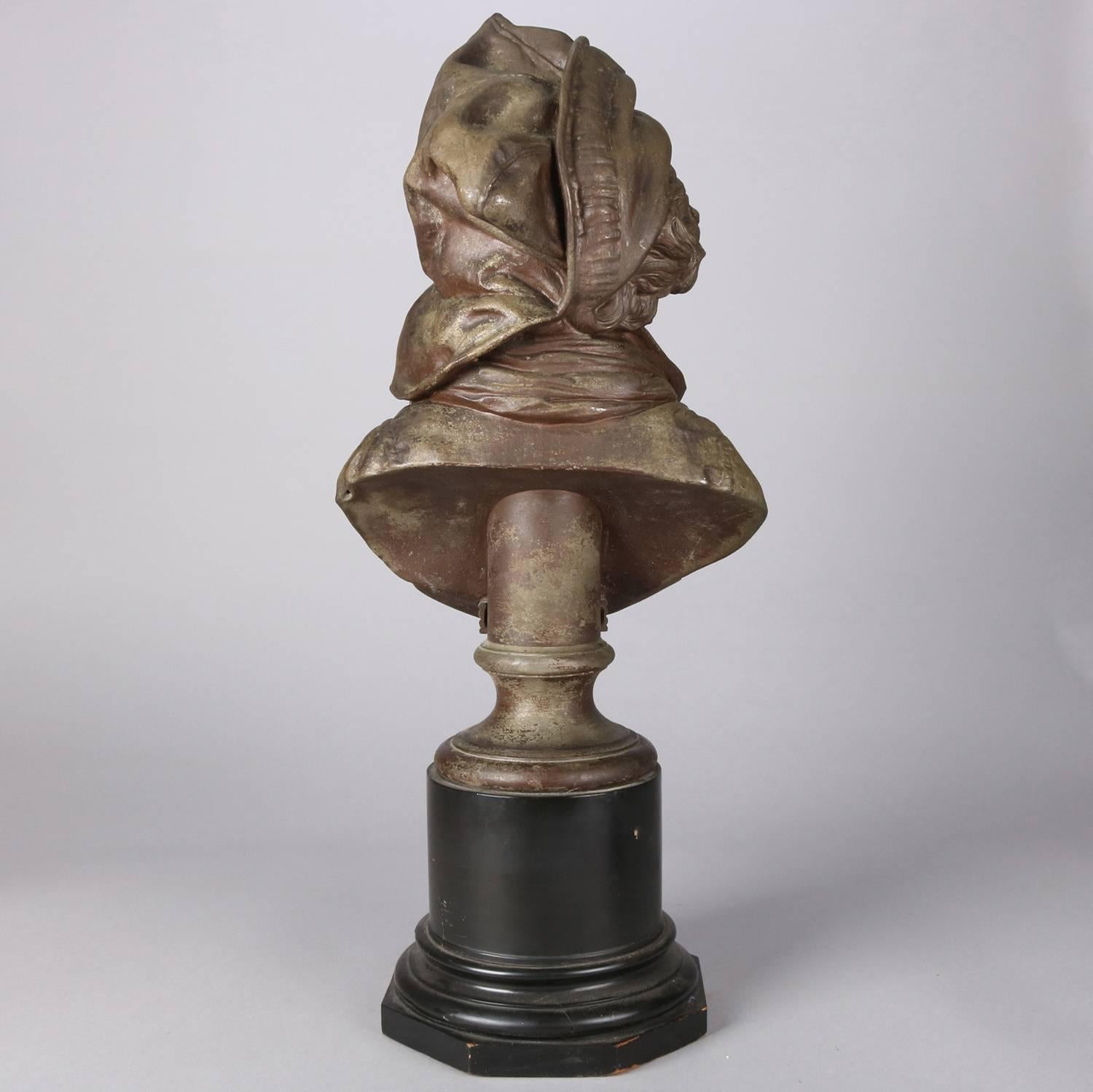 Large Antique Italian Bronzed Sculpture 3/4 Bust Young Soldier, circa 1890 2