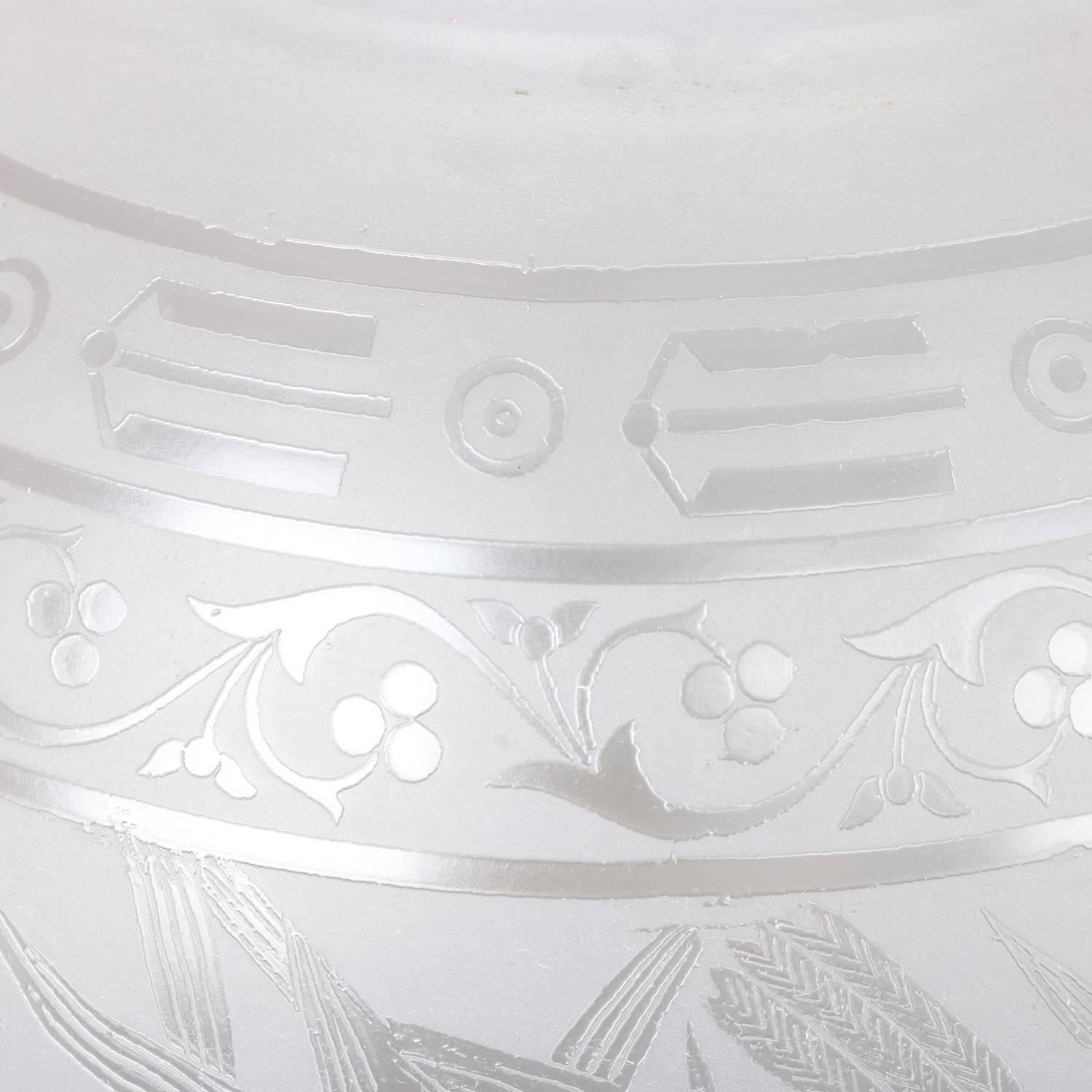 Antique Acid Etched Aesthetic Movement Gas Lamp Shade with Birds, 19th Century 3