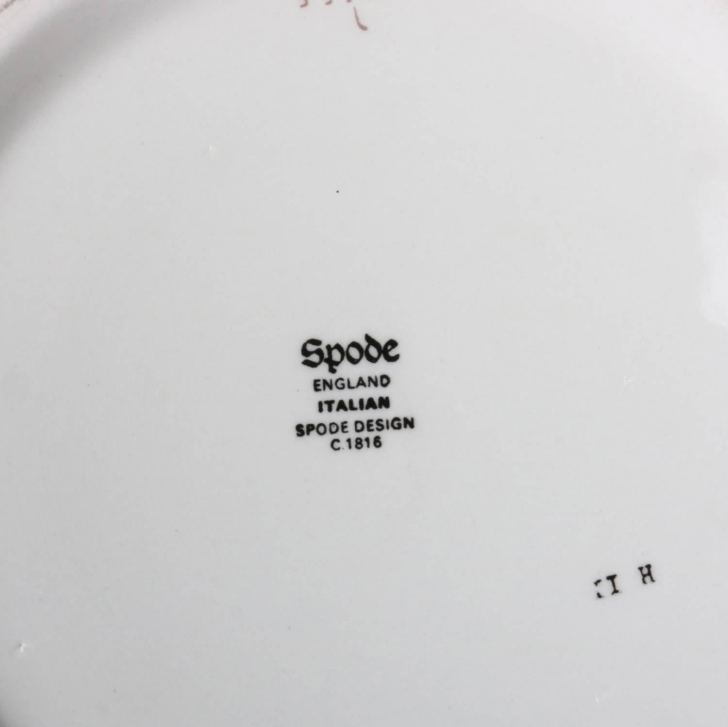 English Porcelain Black Transfer Ware Serving Bowl by Spode with Gilt Trim 5