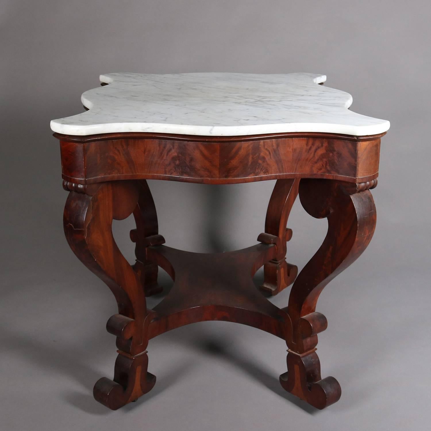 American Empire Meeks School Flame Mahogany Marble-Top Centre Table 19th Century 2