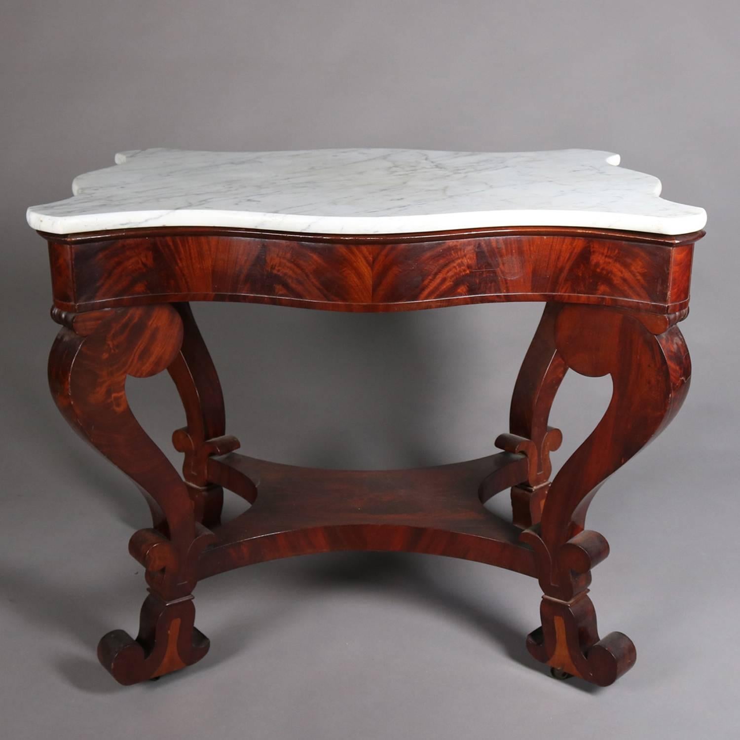 American Empire Meeks School Flame Mahogany Marble-Top Centre Table 19th Century 1