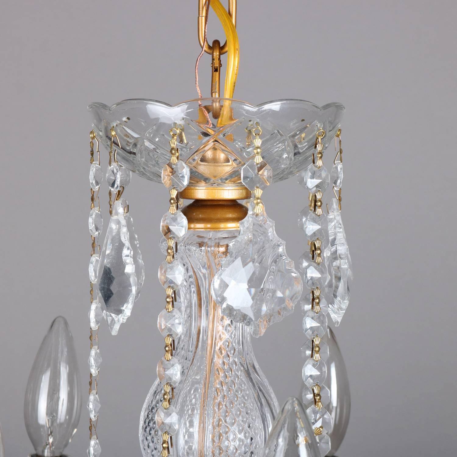 French Cut Crystal & Gilt 10-Light Chandelier, 20th Century In Good Condition In Big Flats, NY