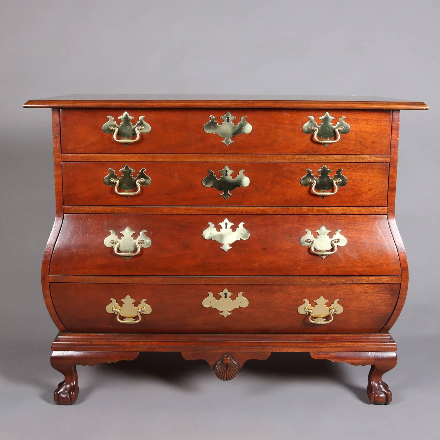 American Baker Furniture Historic Charleston Chippendale Mahogany Ball & Claw Bombe Chest