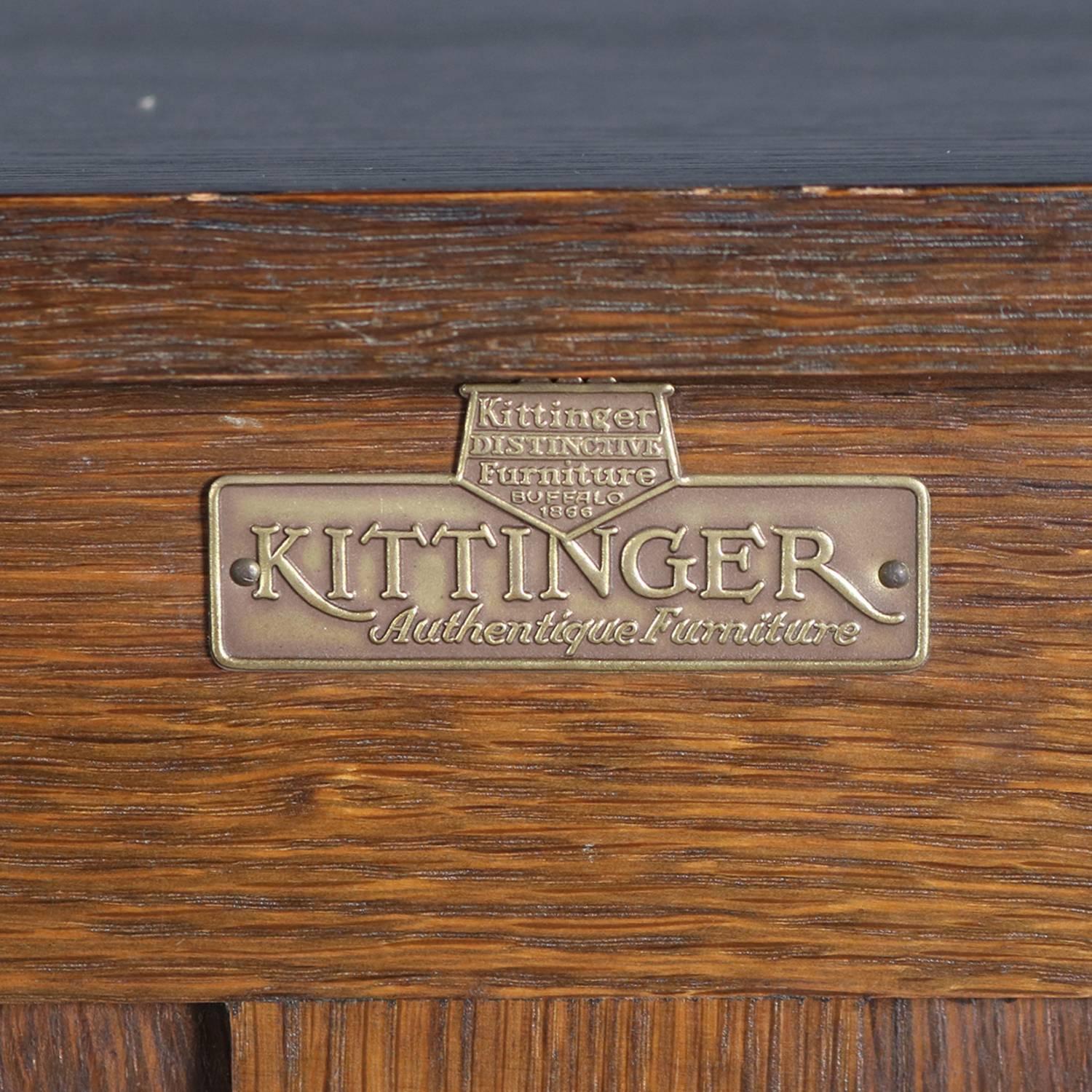 Antique Edwardian Jacobean Style Carved Oak Server by Kittinger, circa 1920 1