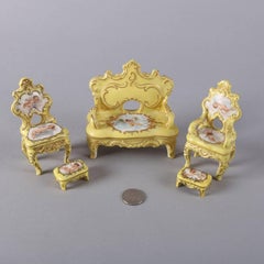 Five-Piece Antique, Victoria Carlsbad Gilt Miniature Porcelain Parlor Set
