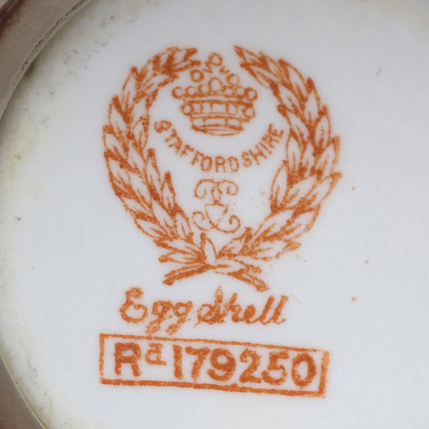 Five Classical English Staffordshire Eggshell Porcelain, Silver Espresso Cup Set 1