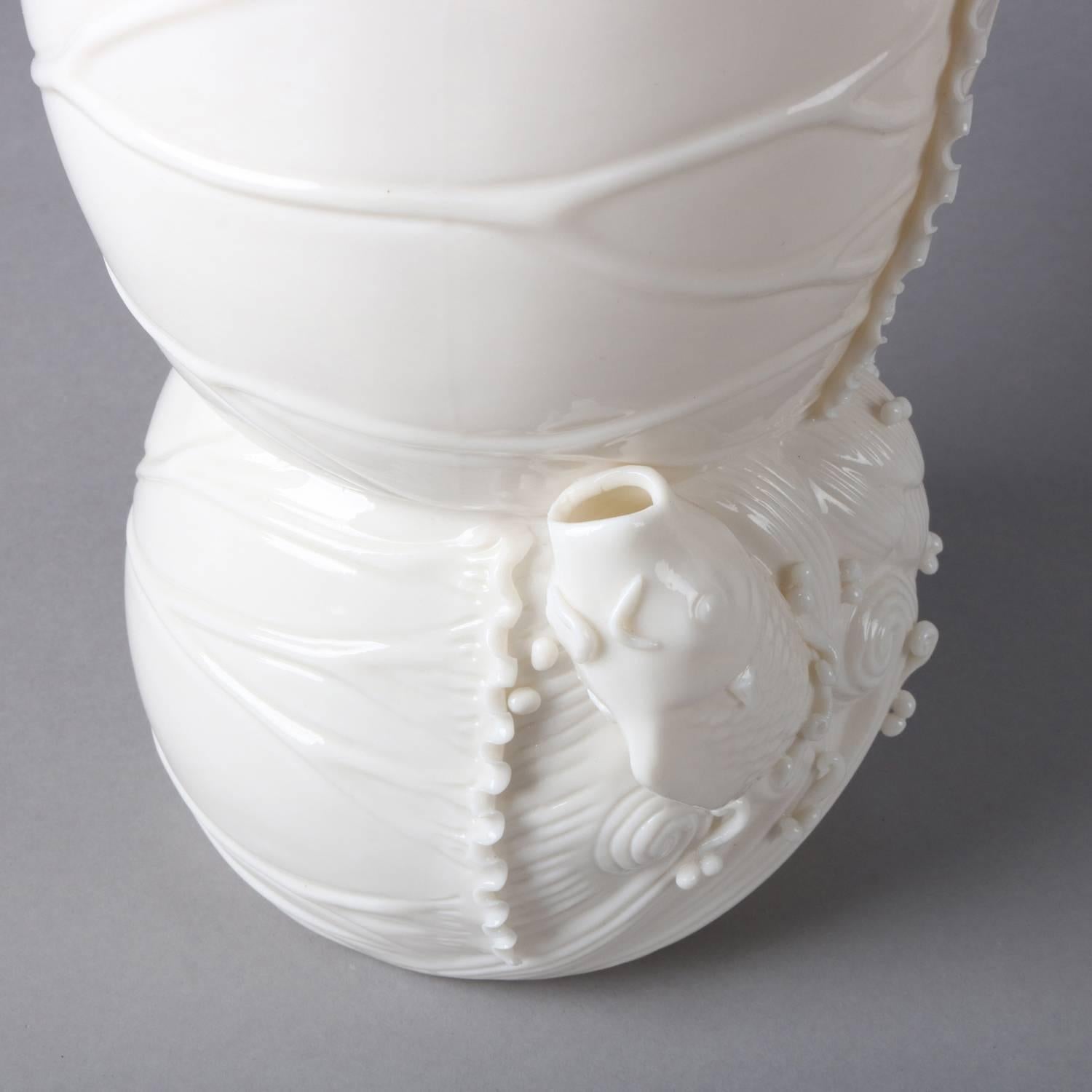 Pair Coral Reef Blanc-de-Chine Figural Porcelain Vases, 20th Century 6