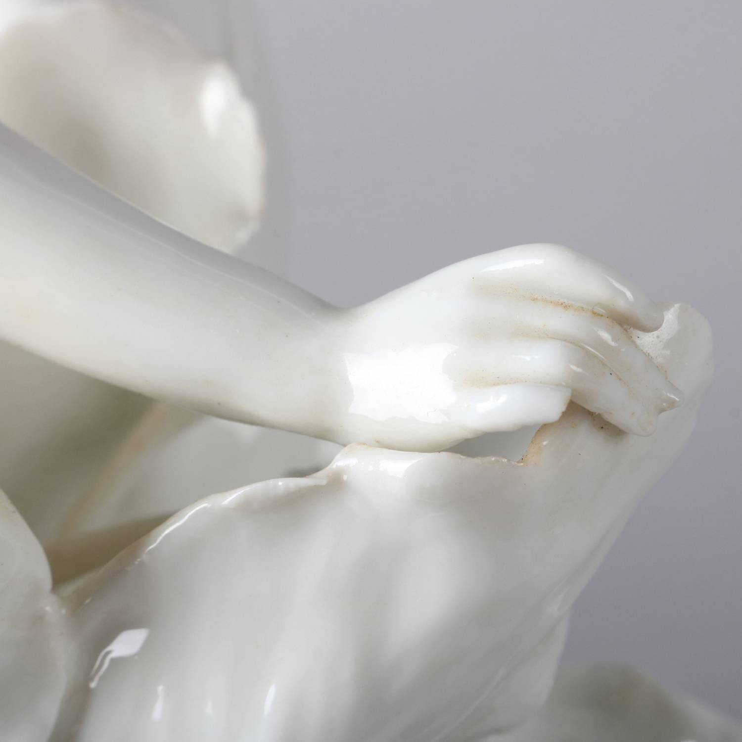 Art Nouveau Style Figural Blanc-de-Chine Porcelain Display Bowl, Partial Nude 6