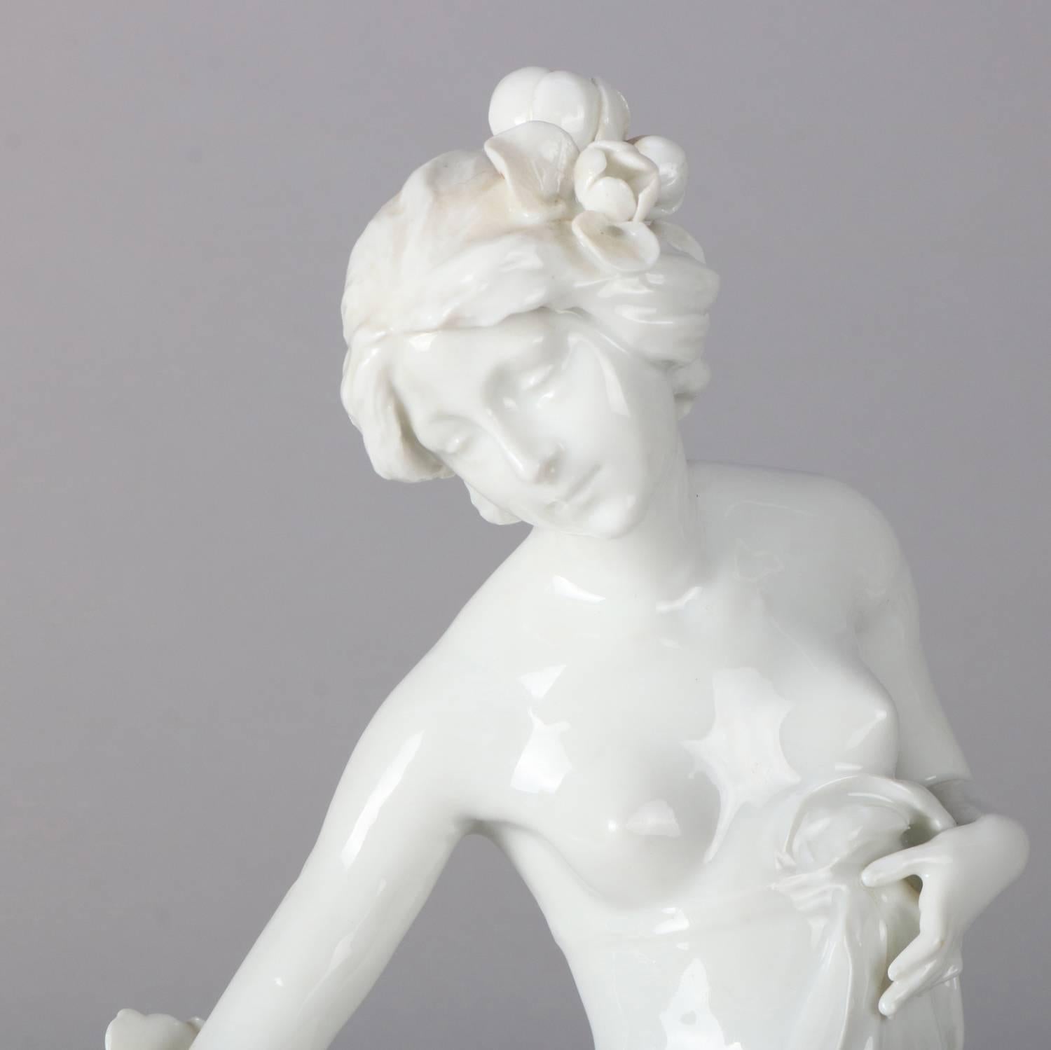 Art Nouveau Style Figural Blanc-de-Chine Porcelain Display Bowl, Partial Nude 3