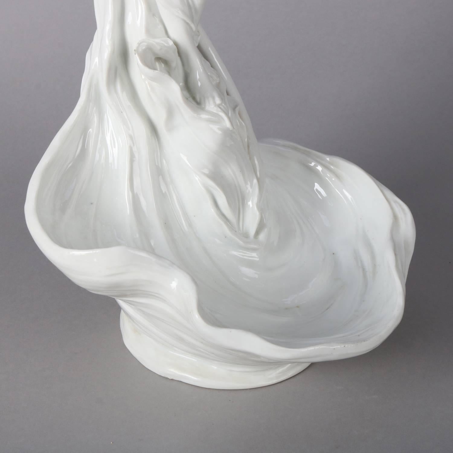 Art Nouveau Style Figural Blanc-de-Chine Porcelain Display Bowl, Partial Nude 4