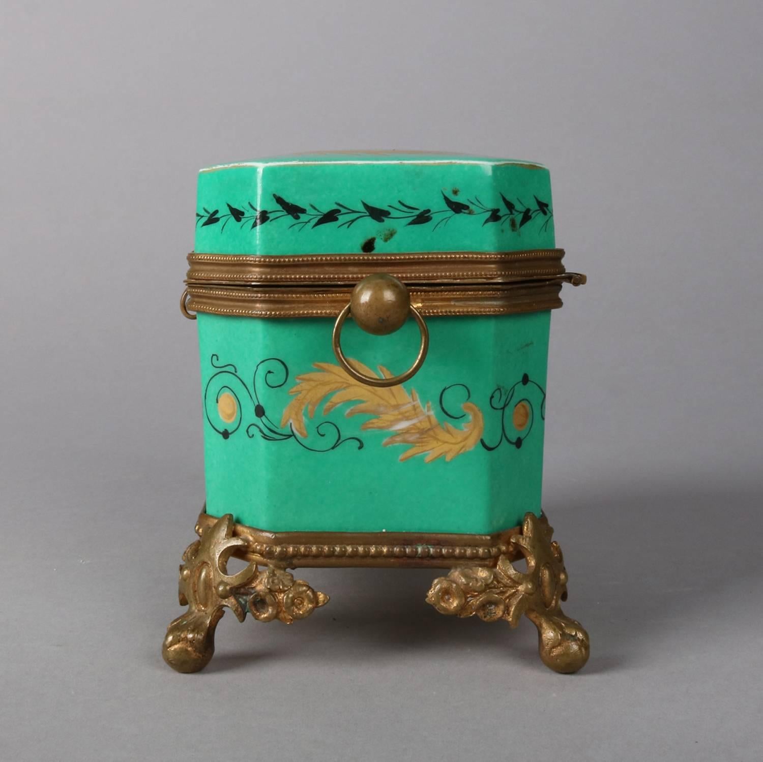 Antique French Sevres School Porcelain and Gilt Portrait Dresser Box In Good Condition In Big Flats, NY