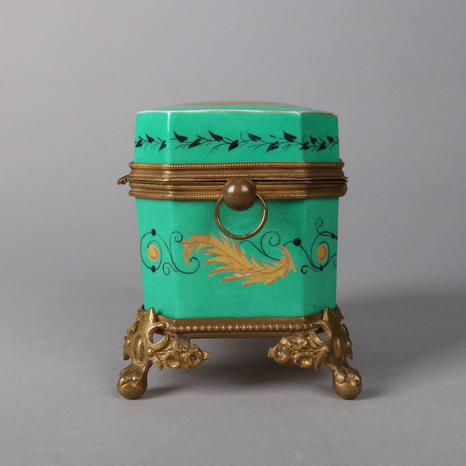 Bronze Antique French Sevres School Porcelain and Gilt Portrait Dresser Box