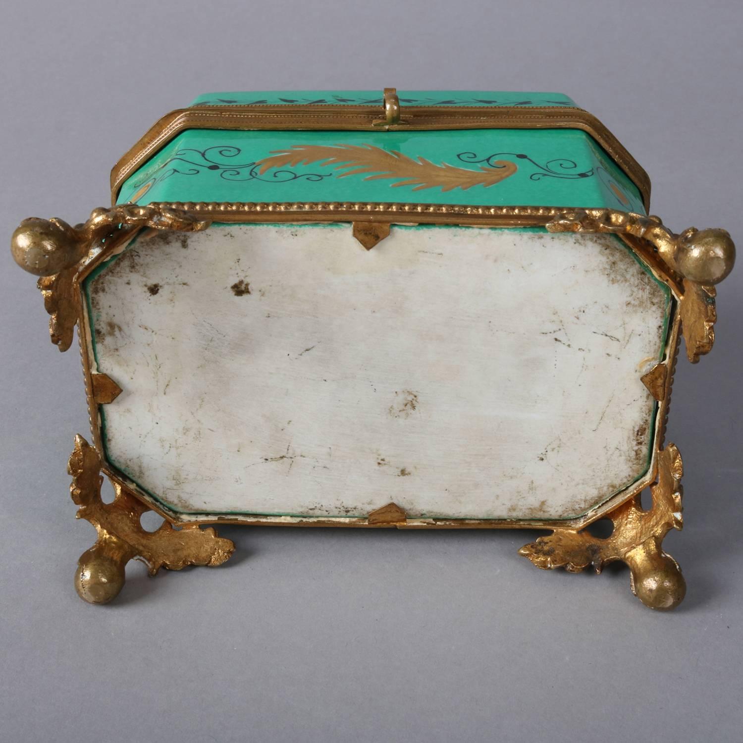 Antique French Sevres School Porcelain and Gilt Portrait Dresser Box 3