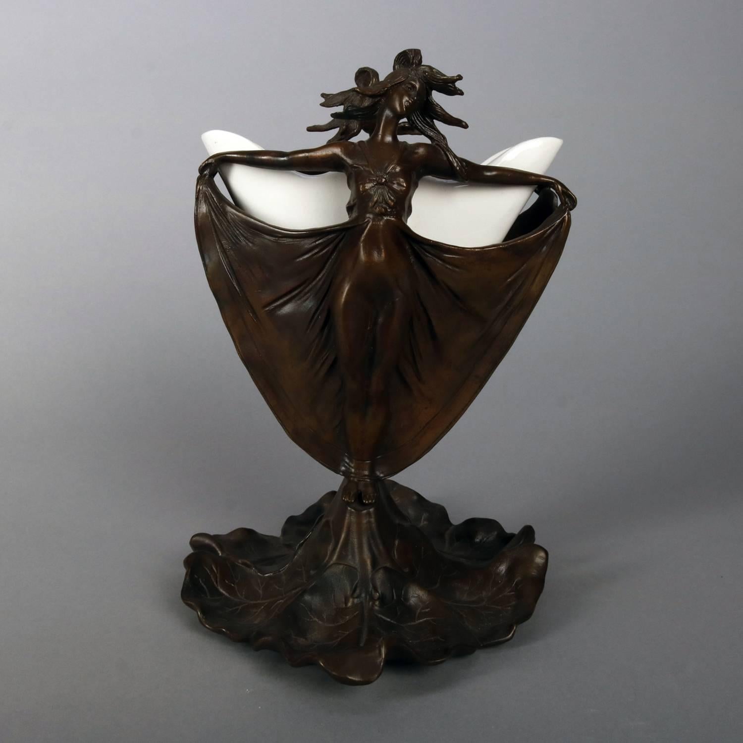 Art Nouveau French Figural Bronze & Porcelain 12