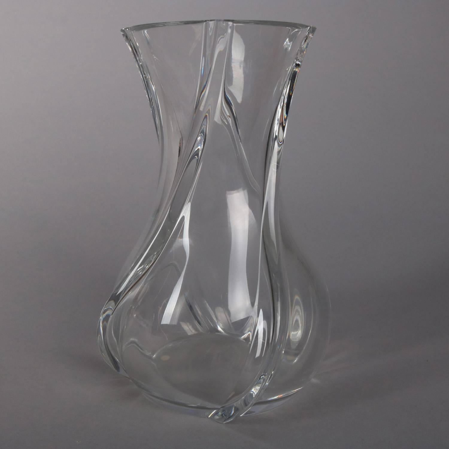 French Baccarat Crystal Large Serpentine Twist Vase, 20th Century 2