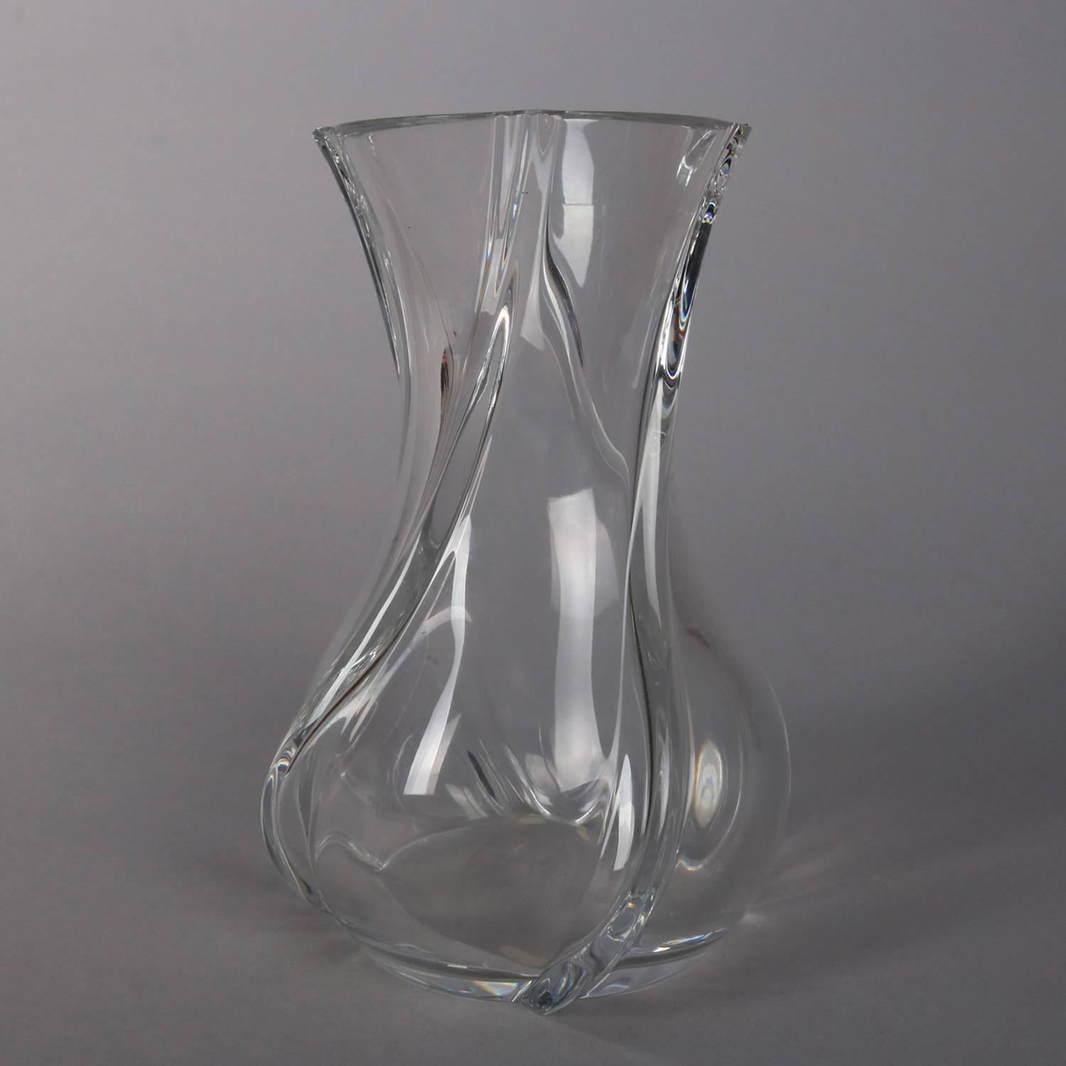 French Baccarat Crystal Large Serpentine Twist Vase, 20th Century 1