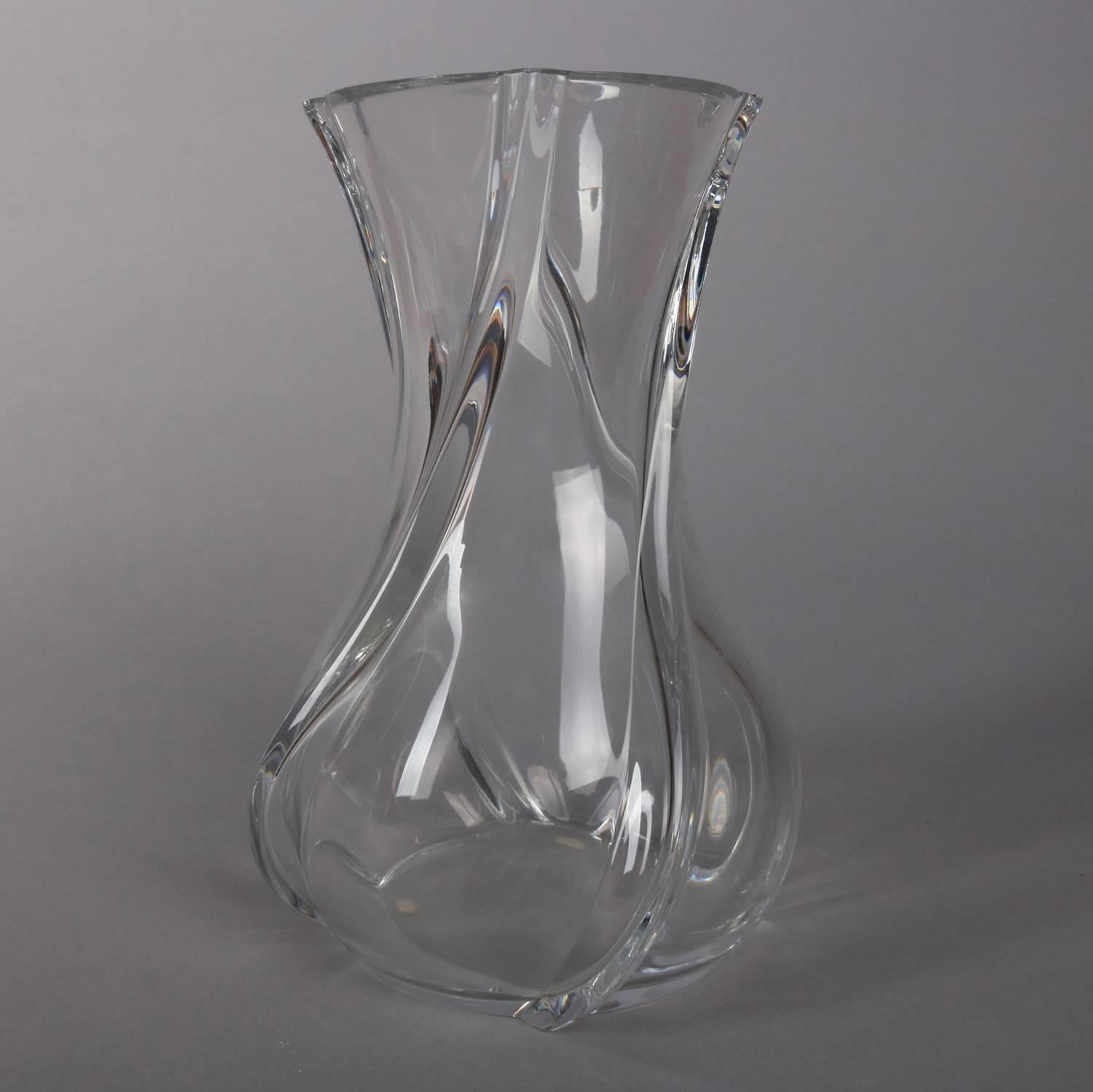 French Baccarat Crystal Large Serpentine Twist Vase, 20th Century 3