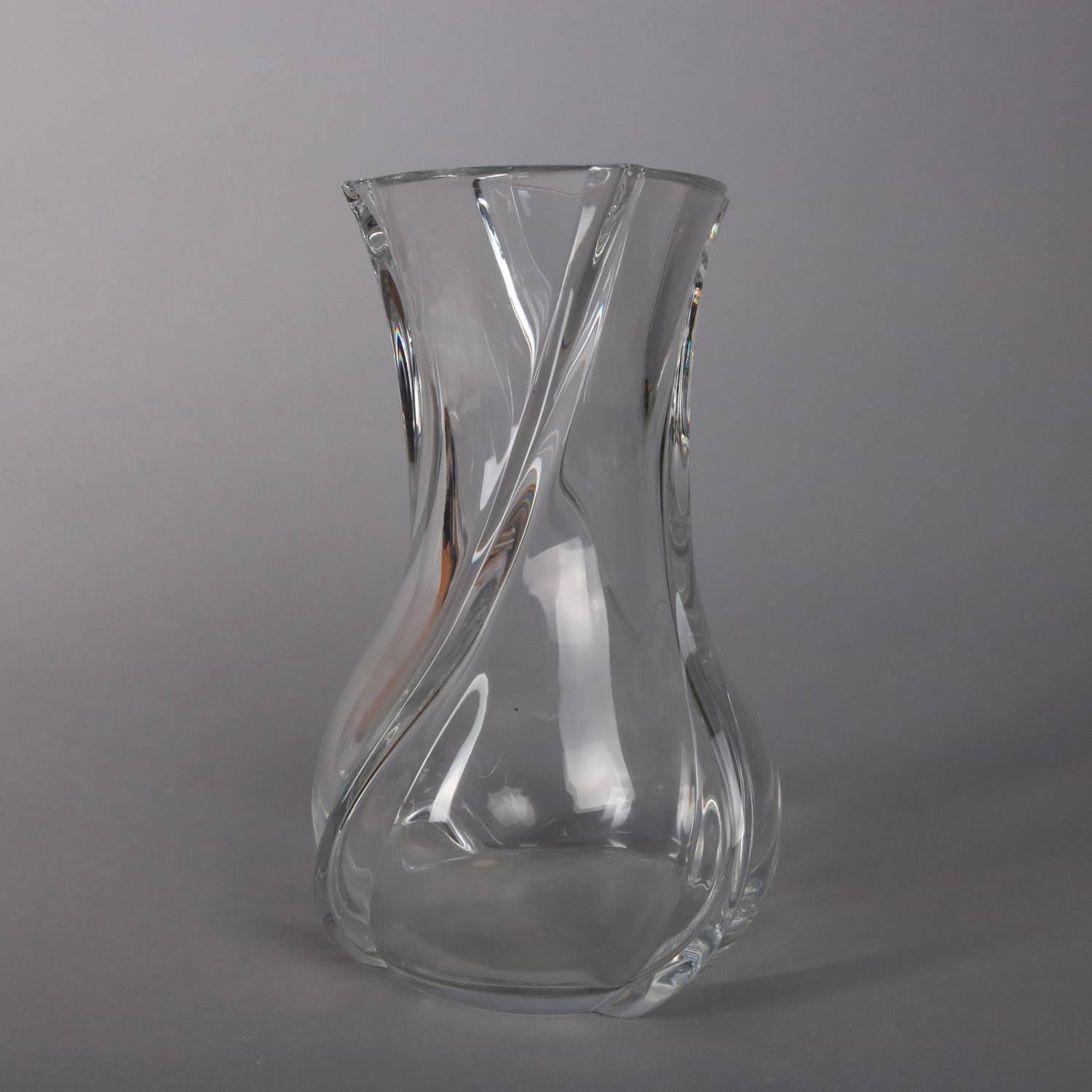French Baccarat Crystal Large Serpentine Twist Vase, 20th Century 4