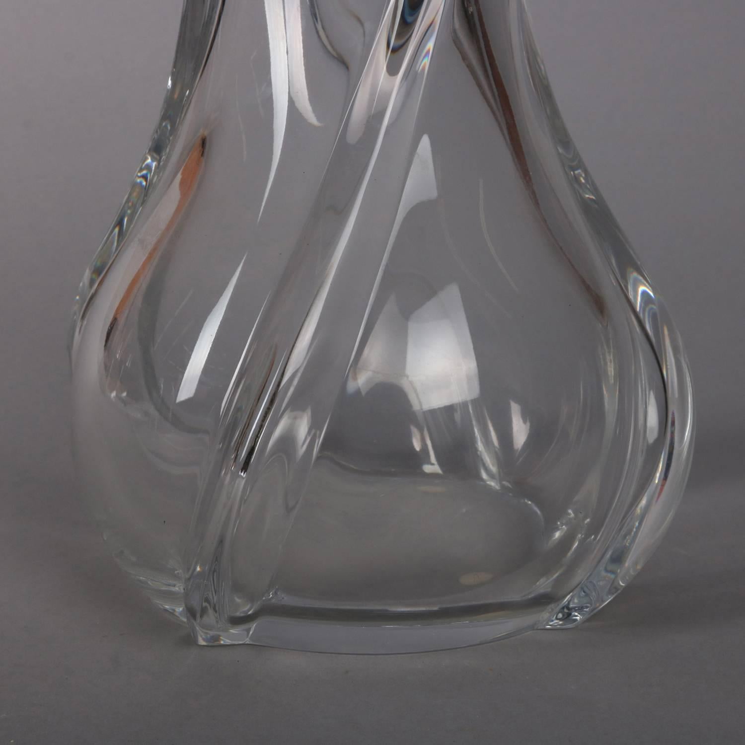 French Baccarat Crystal Large Serpentine Twist Vase, 20th Century In Good Condition In Big Flats, NY
