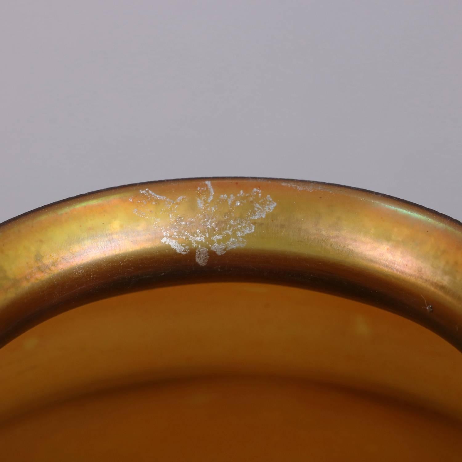 Hand-Crafted Set of Three Arts & Crafts Steuben Gold Aurene Ovoid Art Glass Shades