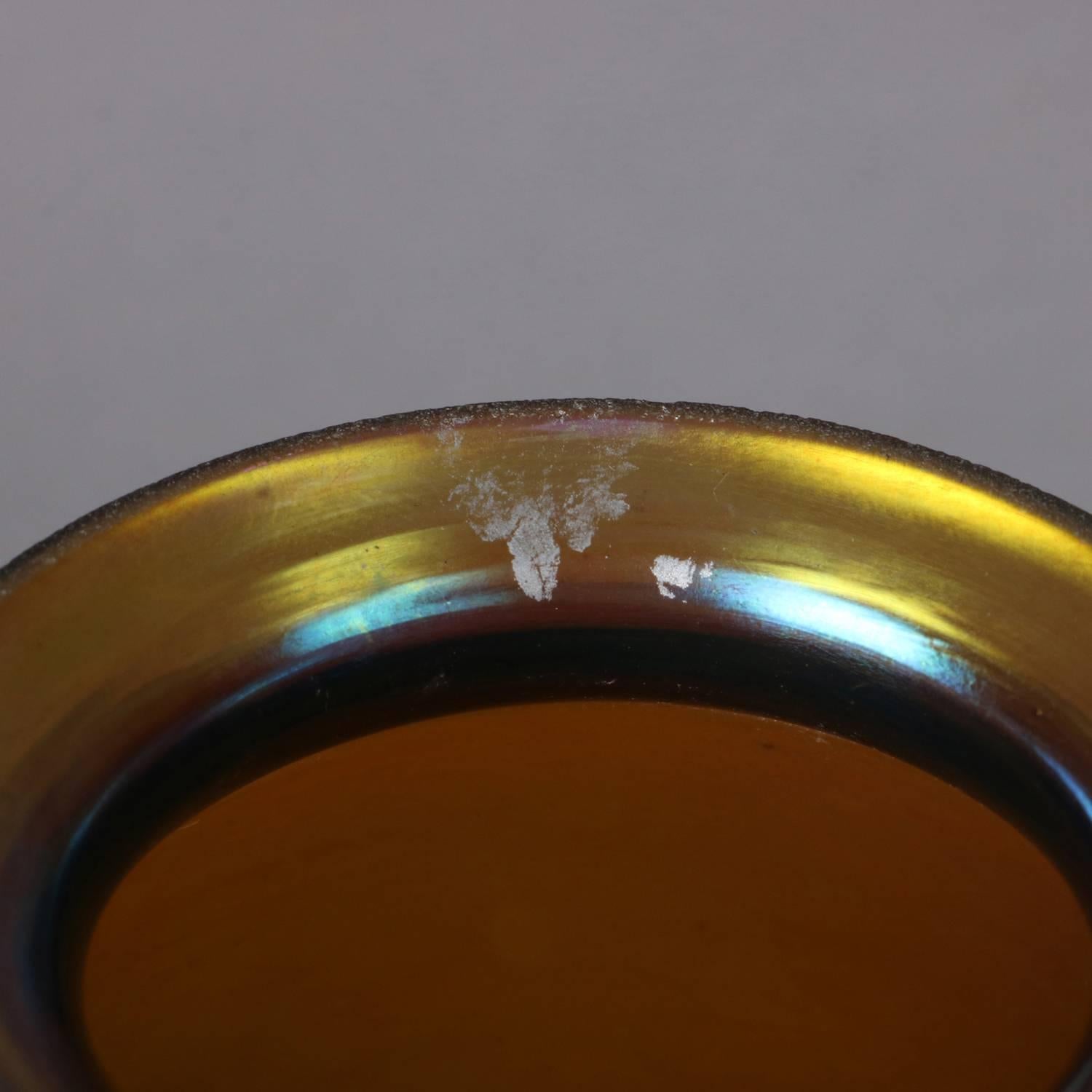 20th Century Pair of Arts & Crafts Steuben Gold Aurene Art Glass Bell Form Shades