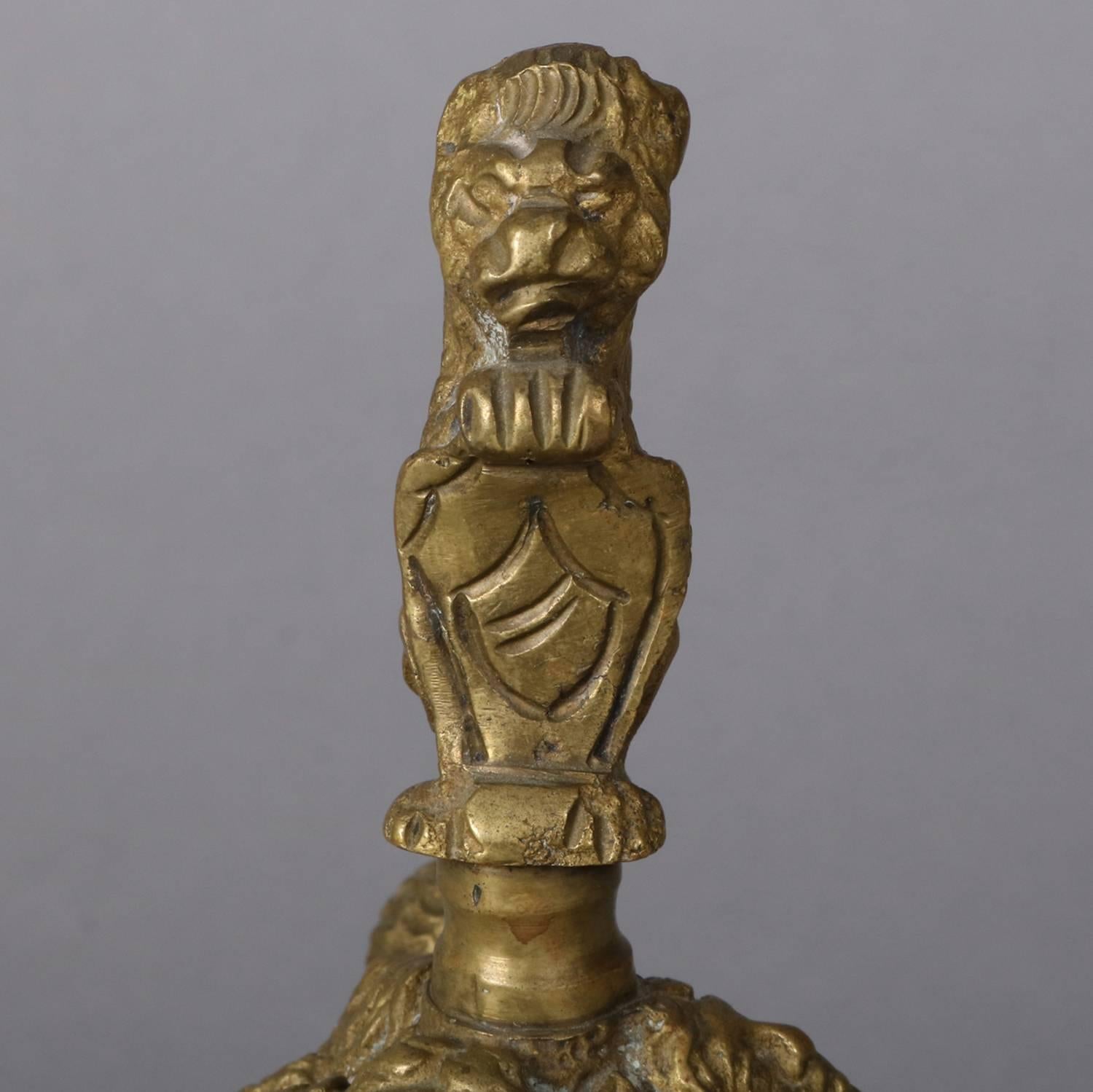 Italian Baroque Figural Cast Brass Censor w/Chimera & Lion, 20th Century 1