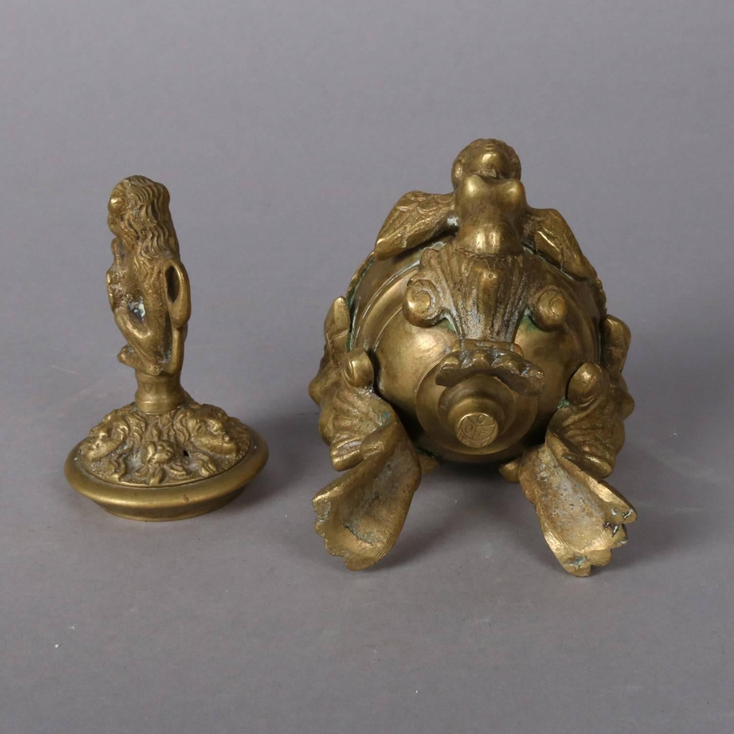 Italian Baroque Figural Cast Brass Censor w/Chimera & Lion, 20th Century 3