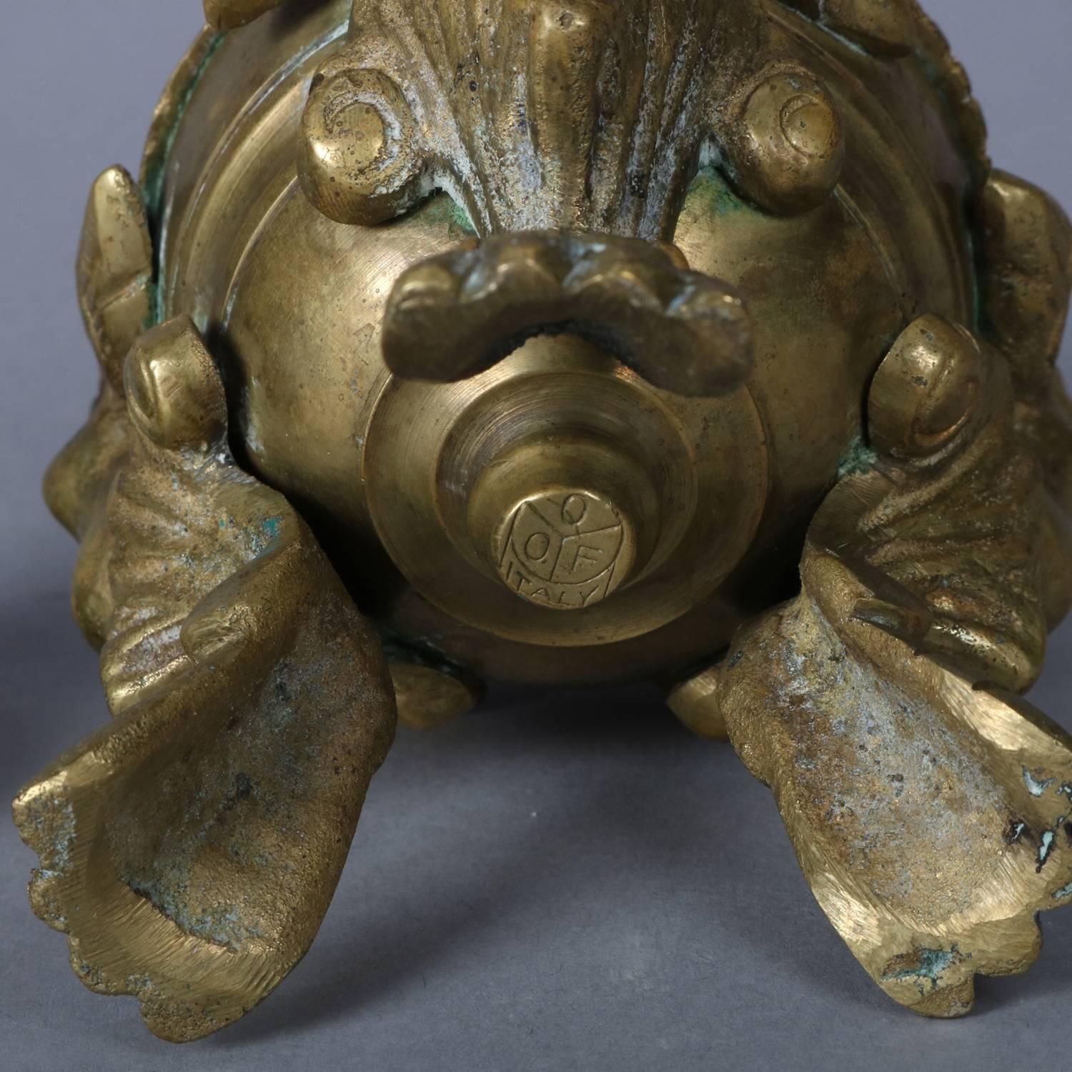 Italian Baroque Figural Cast Brass Censor w/Chimera & Lion, 20th Century 4