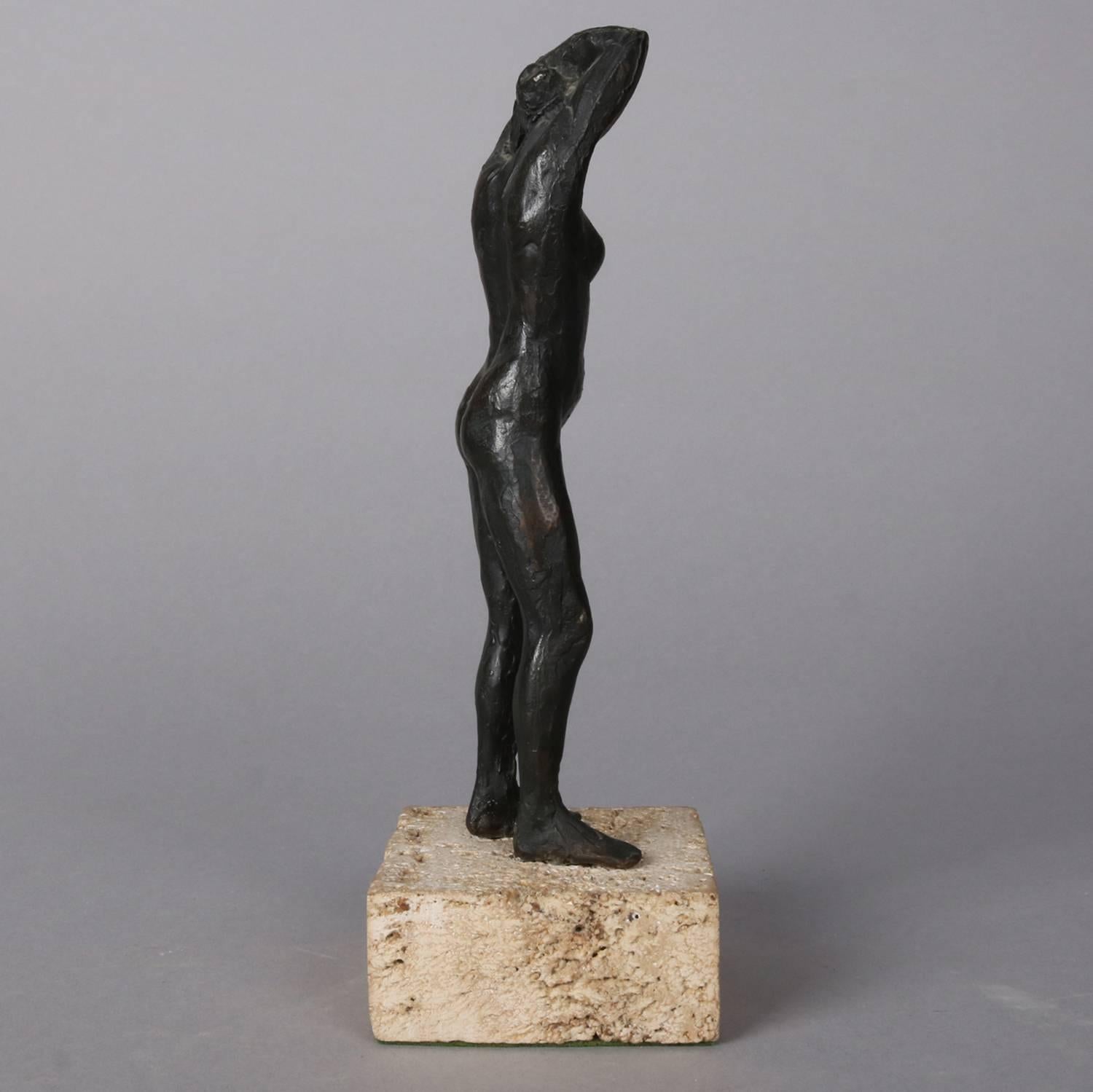 Abstract Figural Bronze Portrait Sculpture of Nude Woman, 20th C 2