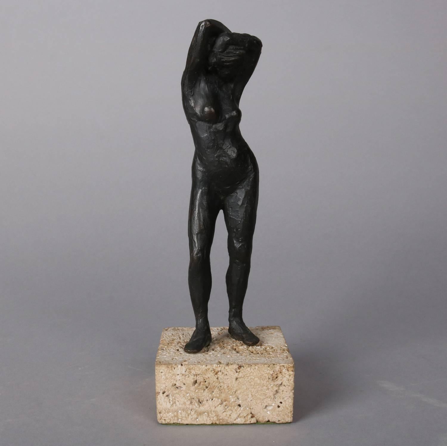 Abstract Figural Bronze Portrait Sculpture of Nude Woman, 20th C 3