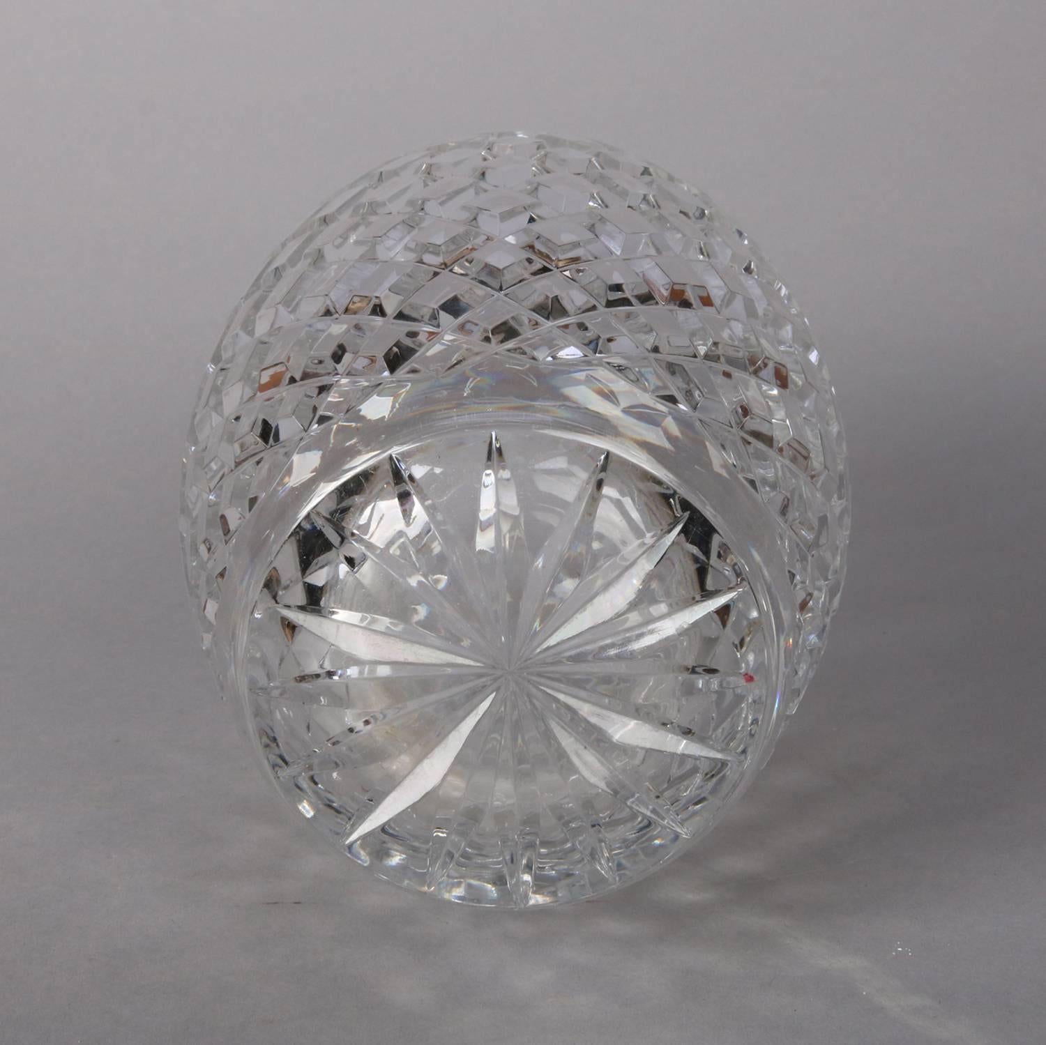 Antique Hawkes School Brilliant Cut Crystal Maple Leaf Vase, 20th Century In Good Condition For Sale In Big Flats, NY