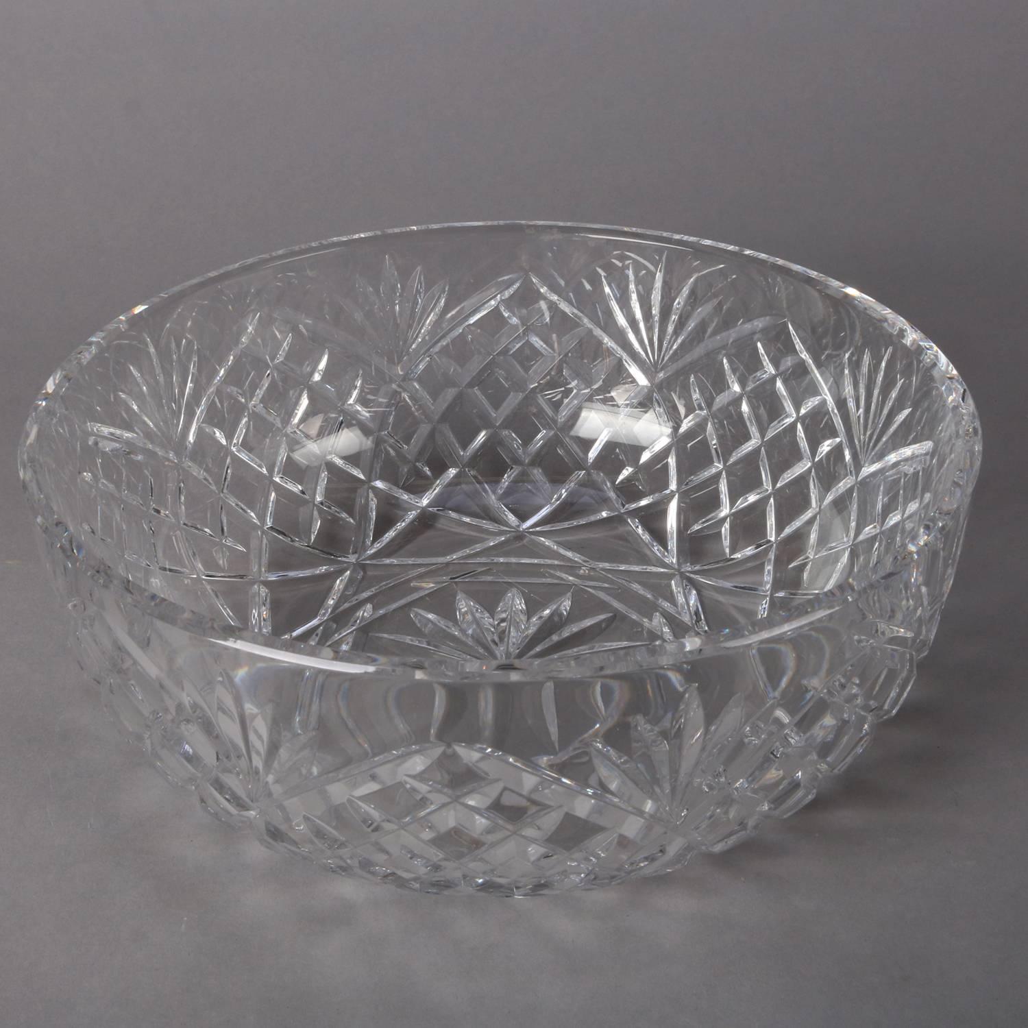 Waterford School American Brilliant Cut Glass bowl features squat form, pineapple cut design with cross-cut lower and palmette upper, 20th century

Measures: 4