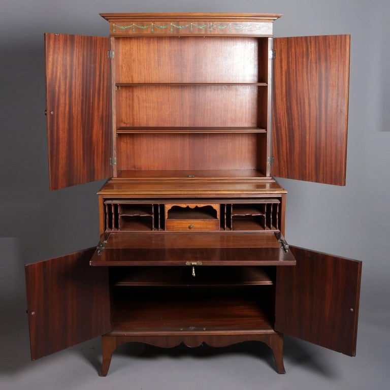 Antique Drop Front Secretary Desk >> Antique Adam Style Painted Decorated Mahogany Drop Front Secretary 20th Century Antique Drop Front Secretary Desk >> Antique Adam Style Painted Decorated Mahogany Drop Front Secretary 20th Century