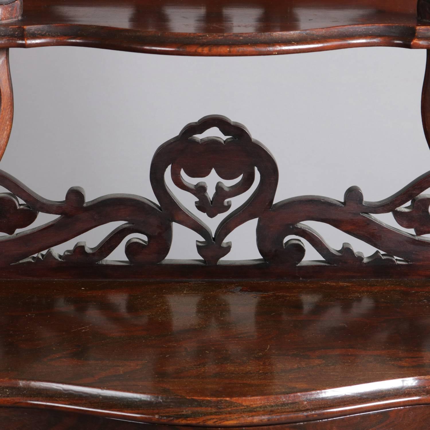 Victorian Rococo Carved and Pierced Rosewood Four-Shelf Etagere, 19th Century In Good Condition In Big Flats, NY