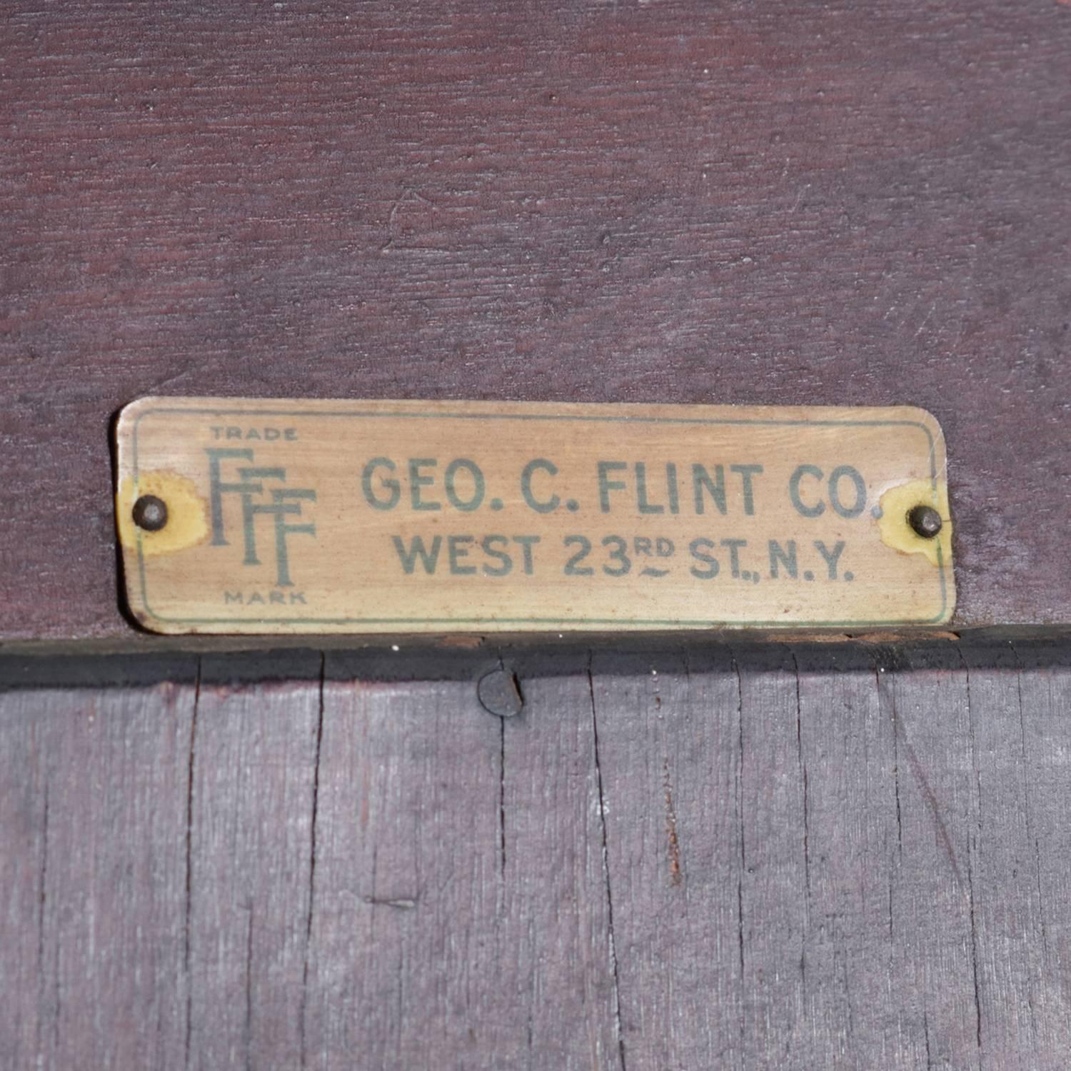 20th Century Vintage George III Style Inlaid Flame Mahogany Geo, Flint & Co. Corner Cupboard