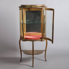 Antique French Demilune Vernis Martin School Giltwood Vitrine with Ormolu