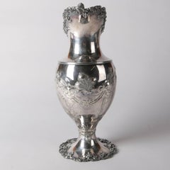 Verschnörkelte viktorianische gravierte Silberblechkanne von Barbour Silver Co. um 1880