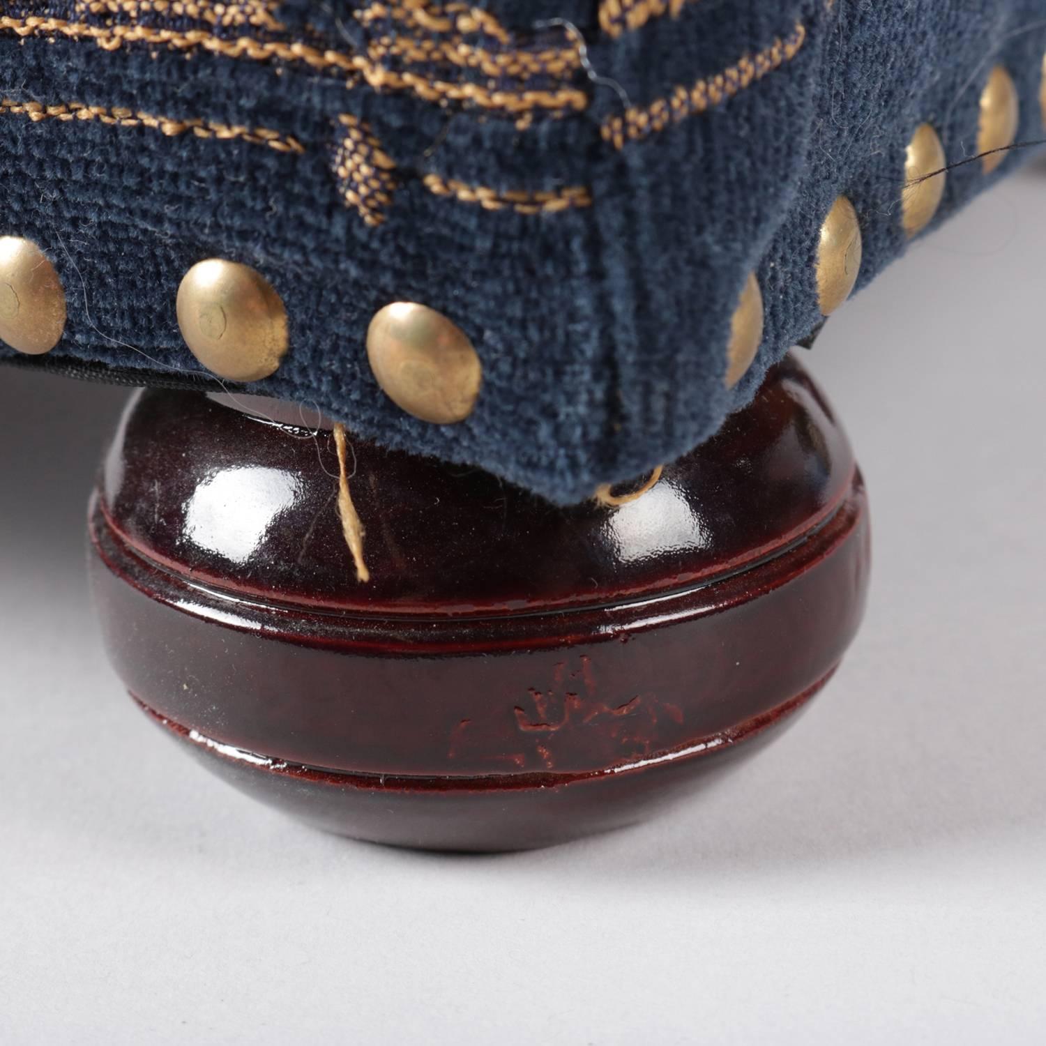 Victorian Style Cherub Tapestry Footstool on Ball Feet, 20th Century 6