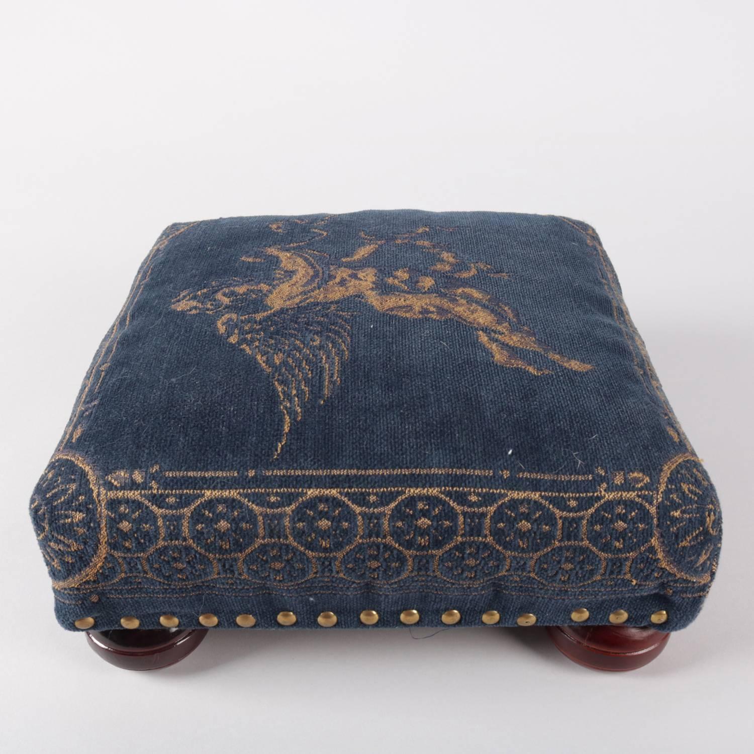 Victorian Style Cherub Tapestry Footstool on Ball Feet, 20th Century 2