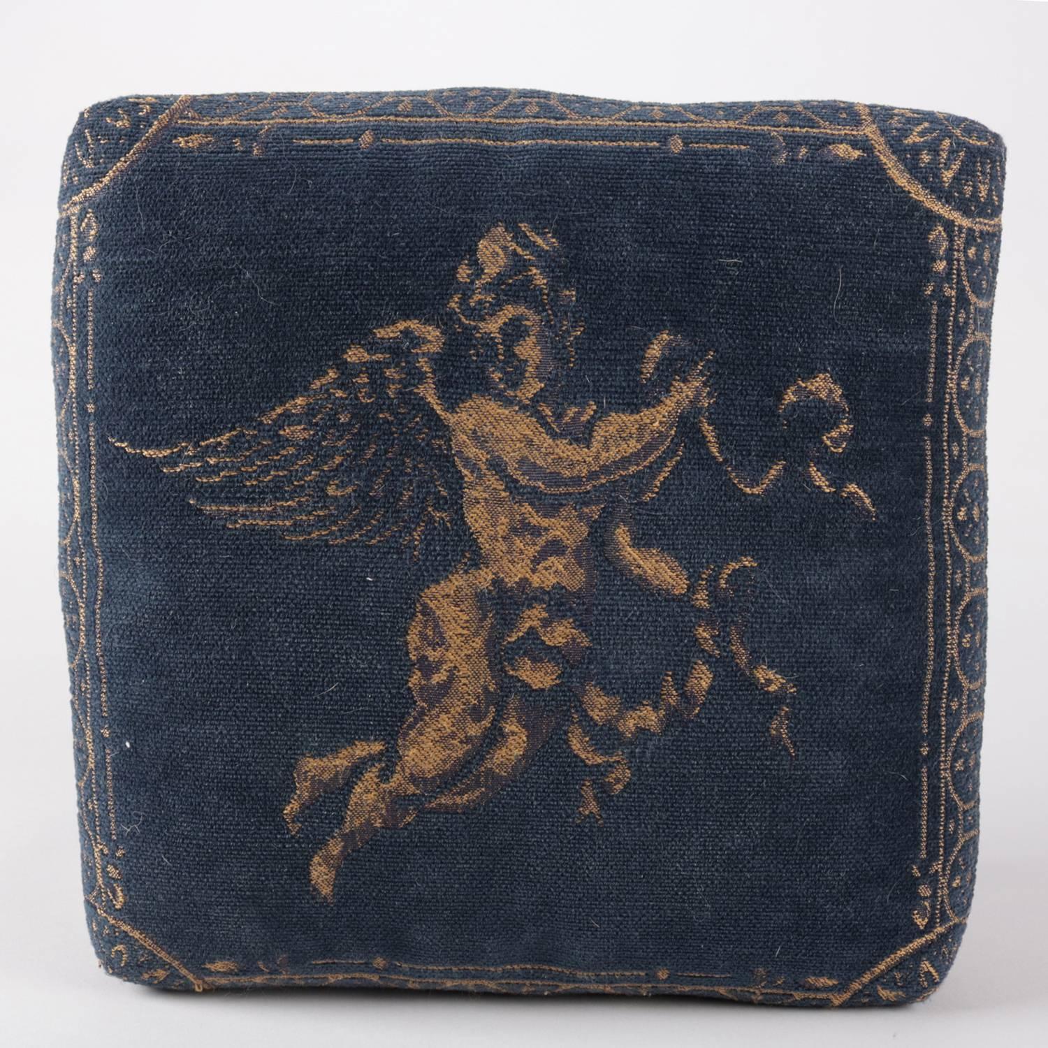 Victorian Style Cherub Tapestry Footstool on Ball Feet, 20th Century 4
