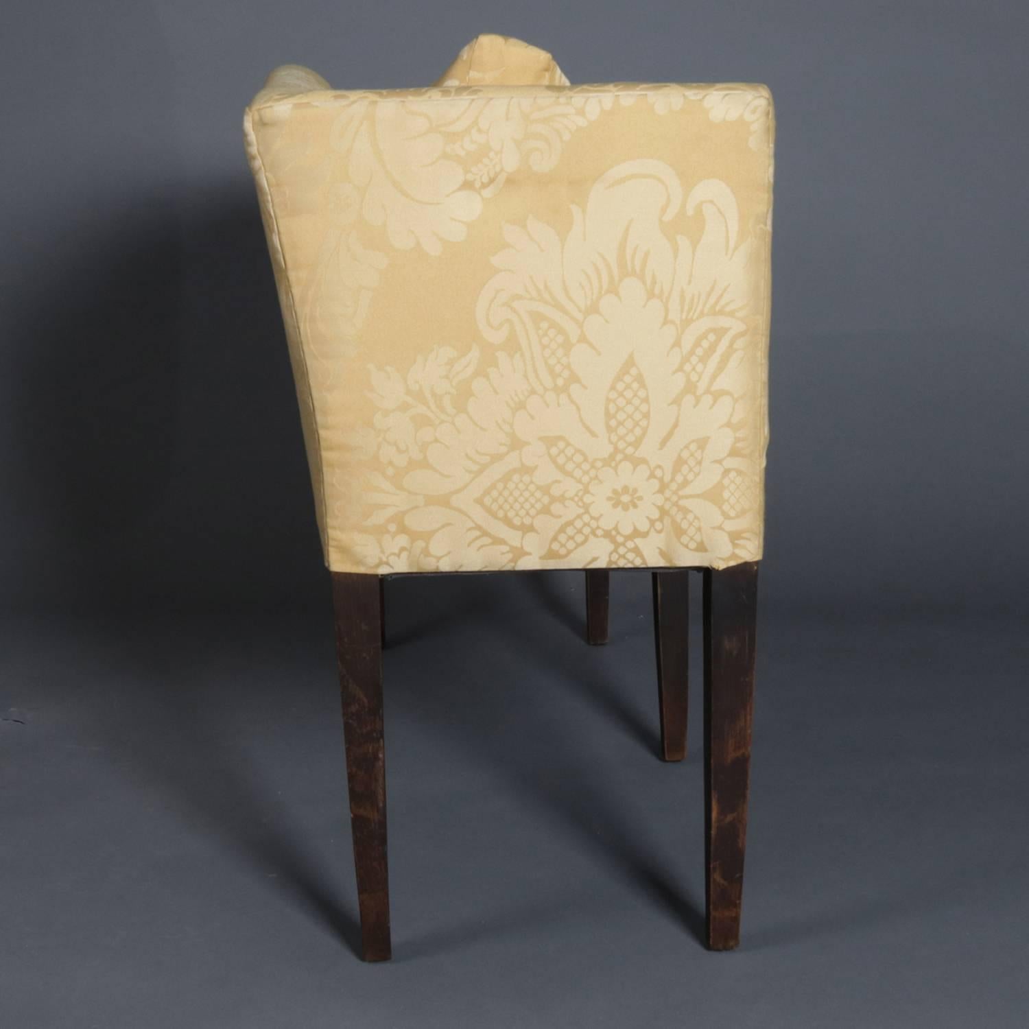 Antique English Hepplewhite Style Upholstered Mahogany Petite Settee 1